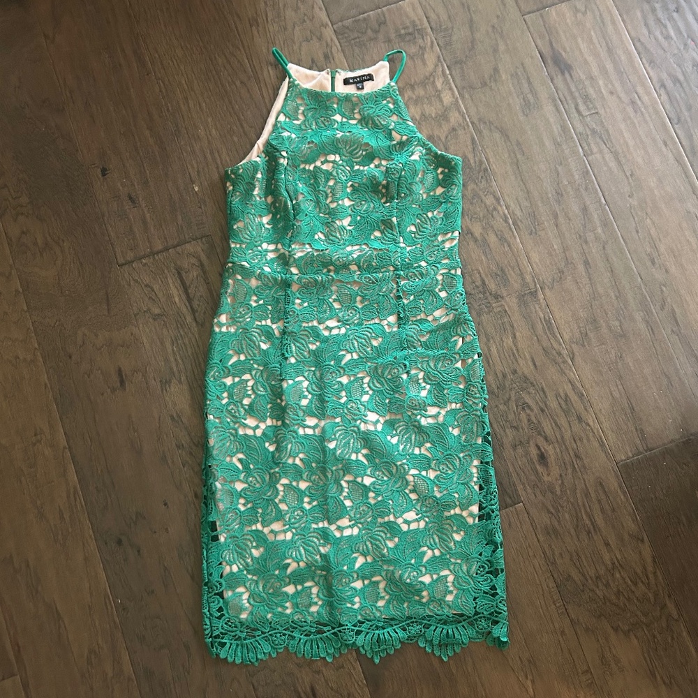 Fitted green lace dress
